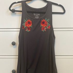 Embroidered rose tank top